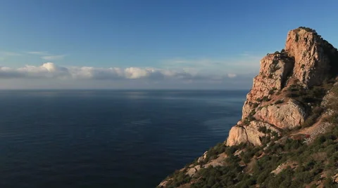 Cloudy sky over the mountains and the sea. Balaklava, Crimea, Russia Stock Footage 42039292