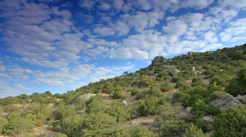 Cloudy sky over the mountains and the sea. Noviy Svet, Crimea, Russia. Full HD Stock Footage 44204712