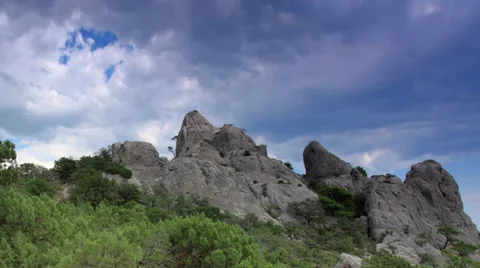 Cloudy sky over the mountains Karaul Oba. Stock Footage 29808366