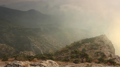 Cloudy sky over the mountains Sokol. Noviy Svet, Crimea, Ukraine Stock Footage 35009102