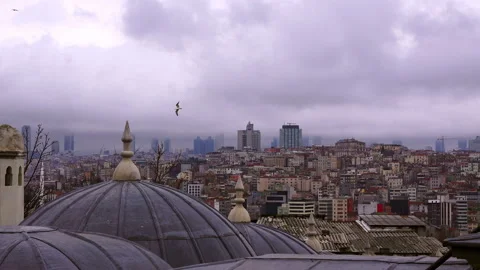 Cloudy sky over old Istanbul Stock Footage 85964379