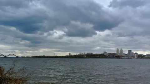 Cloudy sky over river Video stock 74570721