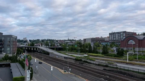 Cloudy Sky Over Tacoma 4k Video stock 201395536