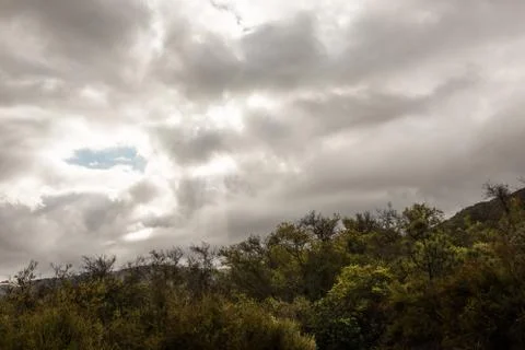 Cloudy sky over vista Point at Santa Ynez Valley, California, USA. Stock Photos