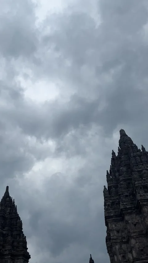 Cloudy sky in Prambanan temple recreation park Stock Footage 296452867
