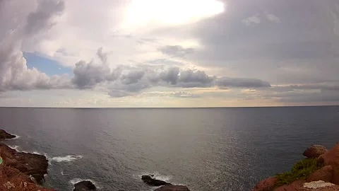 Cloudy sky with rain and wind time lapse Stock Footage 147339381