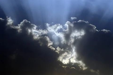 Cloudy sky with rays of sun ; Parvati ; Pune ; Maharashtra ; India Copyrig... 写真素材