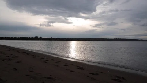 Cloudy sky reflacted gray ocean surface Stock Footage 70883447