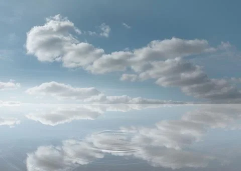 Cloudy sky reflecting in water Stock Illustration