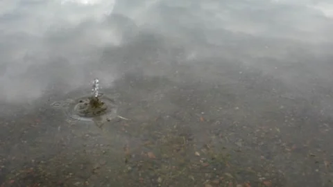 Cloudy sky reflection and ripples  after stone splash in river water Stock Footage 319765723