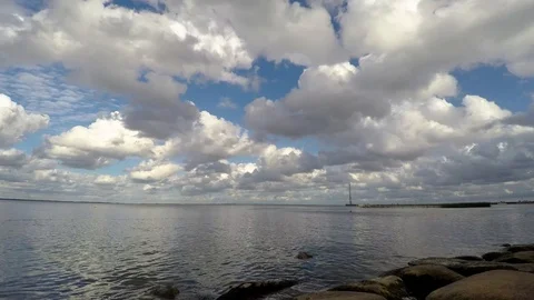 Cloudy sky by the sea Stock Footage 93633950