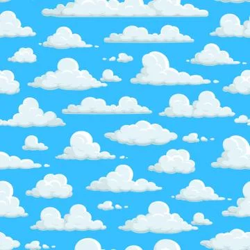 Cloudy sky seamless pattern, clouds background Stock Illustration