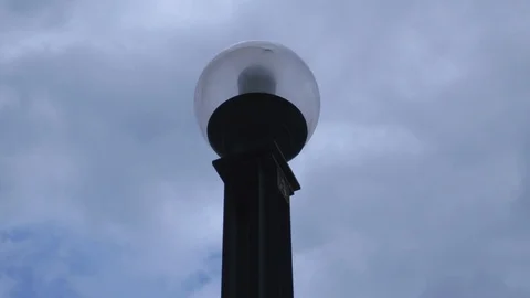 Cloudy Sky with Street Light 4K Stock Footage 129394743