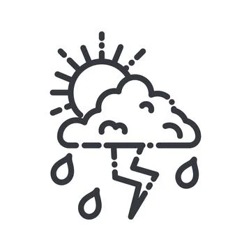 Cloudy sky with sun and thunderstorm isolated on transparent background. Illustrazione stock