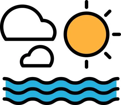 A cloudy sky with a sun shining through the clouds Stock Illustration