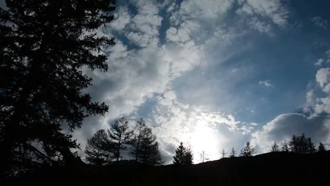 Cloudy sky at sunset in the Altai Mountains Stock Footage 75873258