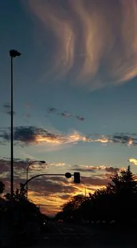 Cloudy sky at sunset in Madrid Stock Photos