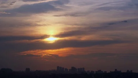 Cloudy sky at sunset, time lapse Stock Footage 76755862