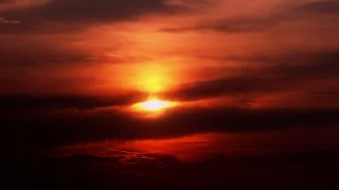 Cloudy sky at sunset, time lapse Stock Footage 76755883