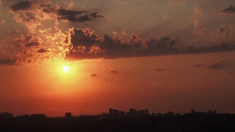 Cloudy sky at sunset, timelapse Stock Footage 114764897