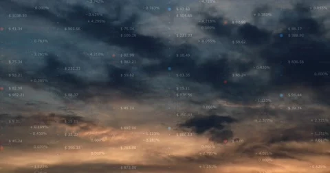 Cloudy sky time lapse with business data animation Vídeos de archivo 229615158