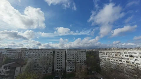 Cloudy Sky Timelapse Over Soviet Apartments, Ciocana, Chisinau – April 2025 Stock Footage 306006558