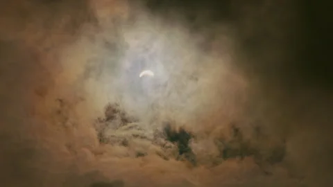 Cloudy Sky Total Eclipse 2024 Stock Footage 271321004