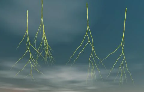 Cloudy sky with twitching twinkling lightning Stock Illustration