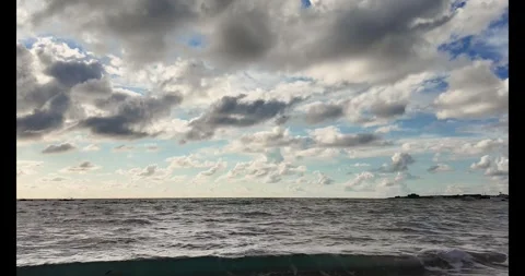 Cloudy sky video clip. Cloud over the sea dramatic video. 4k seascape horiz.. Stock Footage 303414994