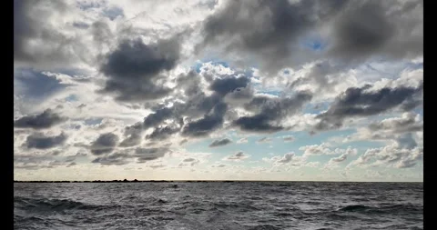 Cloudy sky video clip. Cloud over the sea dramatic video. 4k seascape horiz.. Stock Footage 303415107
