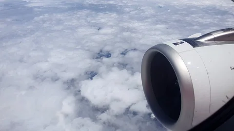 Cloudy Sky View look from airplane window Stock Footage 116955146