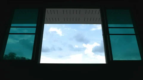 Cloudy sky weather outside the open window time lapse Stock Footage 153610765