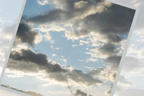 Cloudy skyline background with graphic elements. Heaven backdrop, idyllic atm Photos