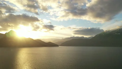 Cloudy Snow Mountain Sunset Over British Columbia Canada Stock Footage 206900624