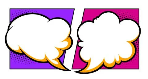 Cloudy speech bubbles with shadow. Speech balloons for message or label. Vector Stock Illustration