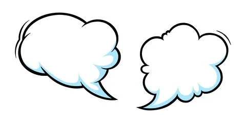 Cloudy speech bubbles with shadow. Speech balloons for message or label. Vector Illustrazione stock