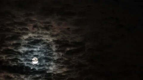 Cloudy Spooky moon time lapse 2 (4k) Stock Footage 132770954