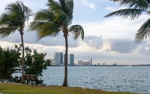 Cloudy spring day in Miami Brickell, Florida. Stock Photos