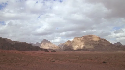 Cloudy spring day in Wadi Rum desert, Jordan Stock Footage 112723244