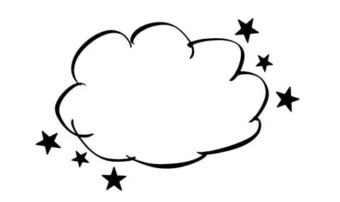Cloudy star drawing black color object message cartoon night imagination co.. Stockillustratie