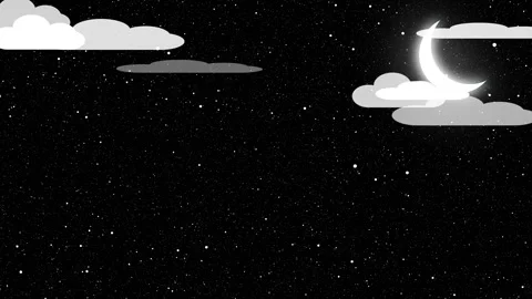 Cloudy starry night animation with glowing moon and drifting clouds for dre.. Stock Footage 313421986