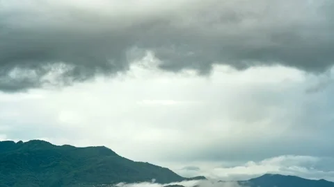 Cloudy storm sky motion over mountain profile timelapse,weather climate Stock Footage 132010802