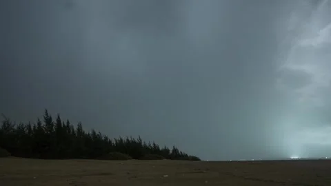 Cloudy stormy Night timelapse,  beach of Sonadia Island,cox's bazar,Bangladesh Stock Footage 326071203