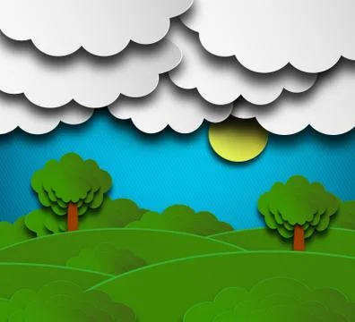 Cloudy Summer Background Stock Illustration