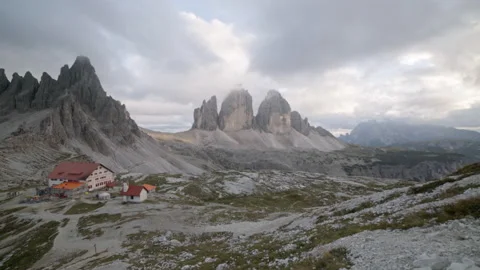 Cloudy summer day in Dolomite alpine landscape of Tre Cime Natural Park Stock Footage 150372264