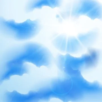 Cloudy summer sky with rays of sun, eps10 vector illustration Stock Illustration
