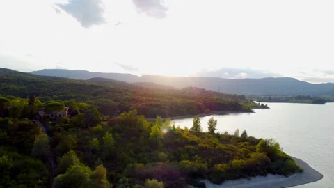 Cloudy to sunny drone flight over tuscan landscape Stock Footage 320849310