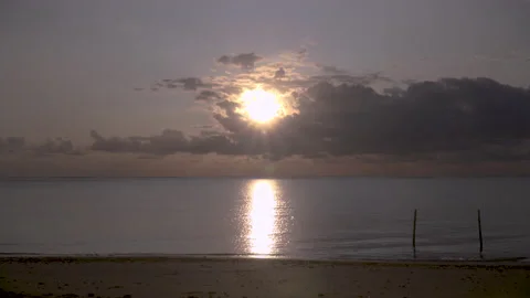 Cloudy Sunrise At The Beach Stock Footage 170473356