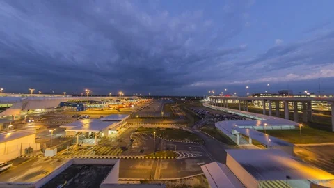 Cloudy Sunrise at KLIA Stock Footage 91563664