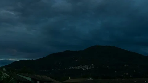 Cloudy sunrise over the mountain Stock Footage 72652666